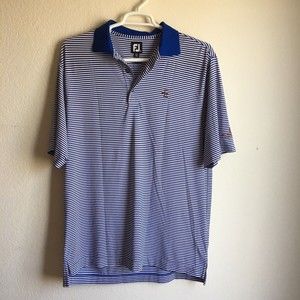 FootJoy FJ Mens Size Large Blue White Stripe Stretch Golf Polo Shirt